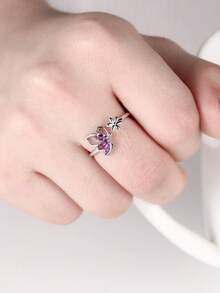 一套4件套新款蝴蝶戒指、耳环、吊坠项链首饰套装，女士时尚动物首饰套装 - 彩色 - 查看 3