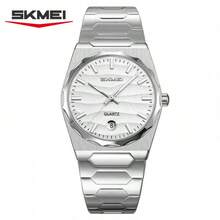 Skmei Men's Business Watch - 36.7mm Stainless Steel Band, Date Display, Water Resistant Quartz Wristwatch - 銀殼銀面 - 查看 1