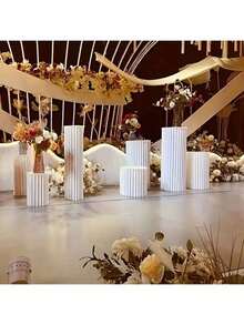 1/3/4pcs Paper Board Pedestal Stand, Foldable Column Stand, Wedding Prop, Floor Display Pillar, DIY Base Box With Round Top Foldable Paper Tube Column Base, Material: Paper, Load Bearing Capacity: 20kg - White - View 4