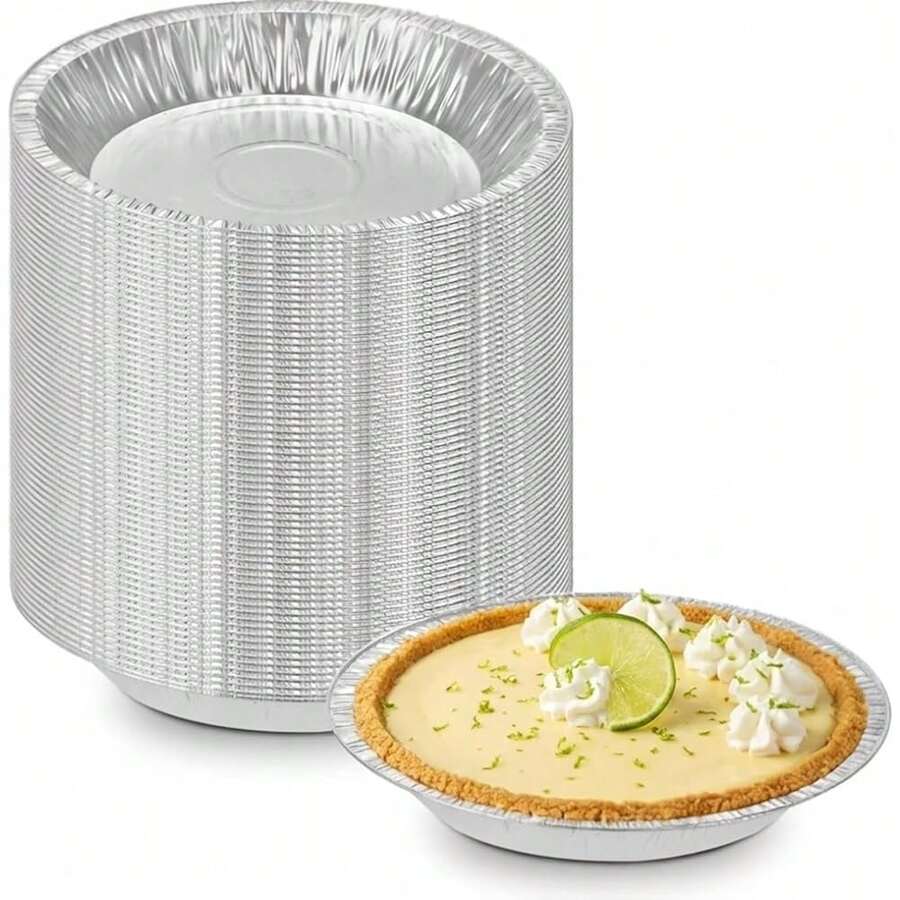 The Baker Celebrations 100 Aluminum Foil 6 Inch Pie Pans, Disposable BaFKing Plates, Made In USA, Heavy Duty Tins, Mini Pies, Quiche And Tarts - Silver - View 1