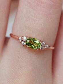 1piece Luxurious Womens Rings Sparkling Light Green Rings For Women Engagement Wedding Band Promiss Ring Birthday Merry Christmas Valentine's Day Anniversary Gift For Her Jewelry Ring - màu xanh lá - Xem 3