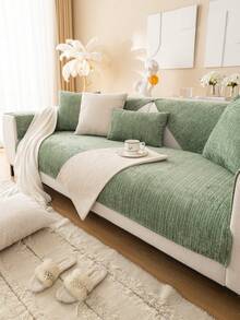 1件装雪尼尔沙发垫套,现代简约沙发套,四季皆宜,防滑防尘,保护沙发,可机洗,不变形,不褪色,防滑防宠物抓挠,防污渍,沙发翻新,沙发装饰,提升氛围,适用于1-4人座L型沙发 - 綠色 - 查看 3