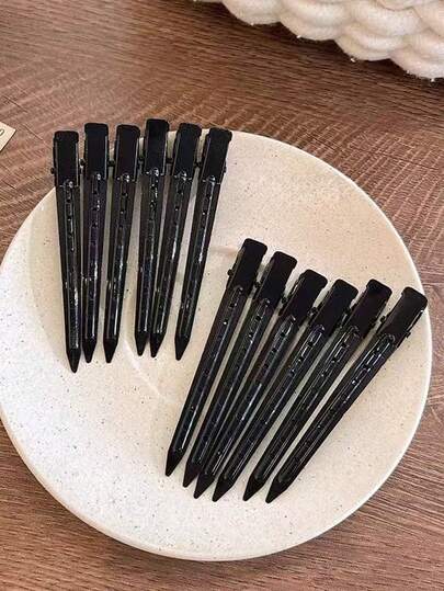 20pcs/10pcs/5pcs Black Alligator Clips, Black Metal Salon Hair Clips, Curling Clips, Hair Curlers, Hairstyling Tools, Hair Care Products And Accessories