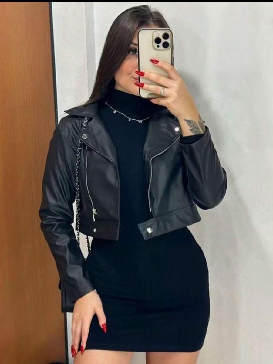 Women's Leather Jacket: Style And Sophistication In Every Detail - Black - View 1
