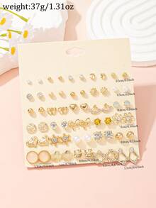 30 paia di set di orecchini luccicanti, include orecchini a perno a forma di stella, fiocco, conchiglia, cuore, adatti per uso casual quotidiano e regali per le vacanze - Oro giallo - Visualizzare 7