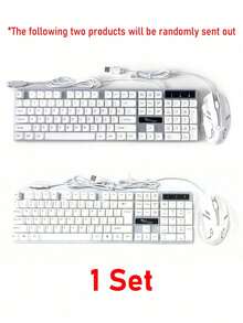 Wired 7-Color Backlit Gaming Keyboard For Office, Home Desktop Computer, E-Sports Gaming, With Wired Backlit Black Monkey King Mouse - White - View 7