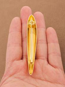 1枚时尚银金几何不对称椭圆胸针，优雅简约金属翻领别针，女士礼物 - 金色和銀色 - 查看 5