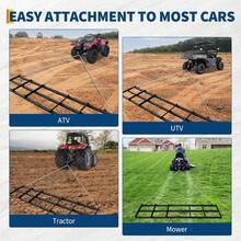 Grada de arrastre resistente de 4 pies – Grada de remolque detrás de la calzada para grava/piso/arena, 4 cinturones de seguri-dad, cadenas y soportes de peso, se adapta a tractor/UTV/segadora - negro - Ver 5