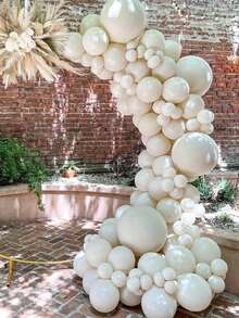 14/34/64/103/163/236 pezzi Palloncini in lattice bianco sabbia per feste con nastro, palloncini rotondi da 5/10/12/18 pollici per elio bianco sabbia crema beige stile bohémien, adatti per fidanzamento, compleanno, matrimonio, addio al nubilato, rivelazione del sesso, laurea, decorazione per addio al nubilato - Shabai - Visualizzare 6