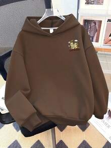 这款少女卫衣背面印有水鼠图案，是返校季的理想之选，也是秋冬季节的休闲外套。它可机洗，舒适百搭，适合居家穿着。时尚有趣的设计使其适合上学、度假、购物和各种活动。 - 棕色 - 查看 3