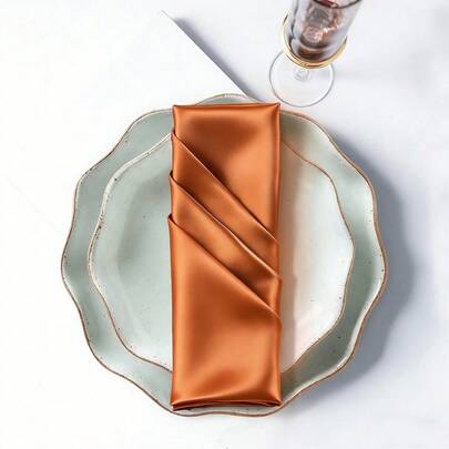 6/12pcs Satin Smooth Napkins, Square 30x30cm/43x43cm With Edging, Soft Cheese Cloth Farmhouse Style Tabletop Decor, Suitable For Wedding Ceremony, Birthday Party