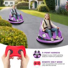 Coche de Choque Eléctrico 12V para Niños con Control Remoto, Giro de 360° y 2 Velocidades, Coche de Batería con Música y Luces, Juguete Divertido para Interior y Exterior - Morado - Ver 6