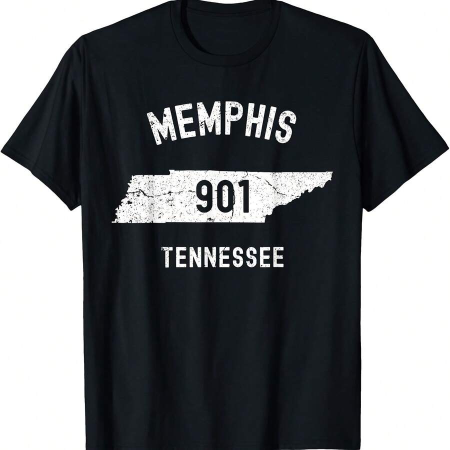 Camiseta deportiva vintage de Memphis, Tennessee TN 901 - Negro 2 - Ver 1