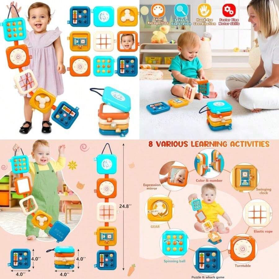 Busy Board For 1 Year Old Montessori Toys For 1 2 Boy Girl Toys Toddler Car Airplane Travel Activities Essentials 1-3 Busy Cube Stocking Learning Education Baby Toy 12-18 Months Birthday Gifts 1 2 3(Default) - Multicolor - View 1