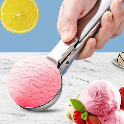1 muỗng múc kem bằng thép không gỉ, thích hợp cho kem, sữa chua, muỗng múc kem đa năng, muỗng thép không gỉ chống dính hai mặt với tay cầm chống đông thoải mái, muỗng múc kem kim loại chắc chắn có cần gạt, muỗng đầy đặn, dụng cụ làm kem tại nhà, dễ vệ sinh, thích hợp cho kem, bột bánh quy, sorbet, hạnh nhân, thích hợp cho nhà bếp, cửa hàng tráng miệng và nhà hàng.