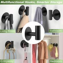 Rustproof Stainless Steel Wall Hooks - Easy-Install, Adhesive, Heavy-Duty Hooks For Hanging Coats, Hats, Towels, Robes - Ideal For Bathroom, Kitchen, And Bedroom Use, Contemporary Style, Easy Installation Hooks | Durable Wall Hooks, Towel Rack - A - View 4