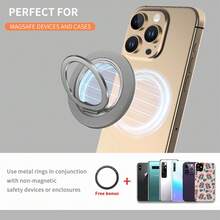 可调节手机指环支架，360°旋转，可折叠桌面手机支架。适用于车载手机支架、指环支架，超薄设计，兼容等手机。附赠1张磁性贴纸，情人节礼物之选。 - 黑色 - 查看 5