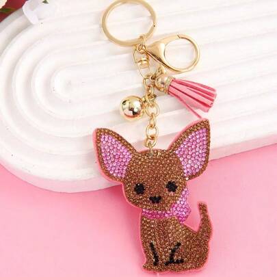 1pc Rhinestone Adorable Dog Keychain For Purse - Cute Puppy Bag Charm With Dangling Paws, Perfect For Backpack, Keys, Gift For Dog Lovers (Pet Lover Accessories)