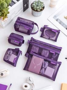 1PC/6PCS Transparent Mesh Storage Bag, Data Cable Digital Bag, Change Bag, Card Key, Bus Card, Headphone Bag, Charging Head Bag, Transparent Mesh Change Sundries Storage Bag, Three-Dimensional Portable Card Storage Bag For Going Out, Cosmetics Storage Bag - Multicolor - View 23