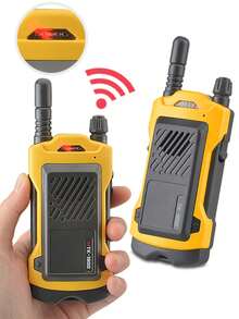 2个儿童对讲机玩具，无线通信互动户外教育玩具（不含电池，需顾客自备4节1.5V AAA电池） - 黃色 - 查看 1