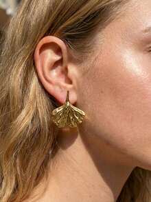 8 Pairs Earrings Set For Women, Exaggerated Irregular Earrings Personalized Stud Earring For Women Leaf,Star,Bow Earring For Girls,Hypoallergenic Non-Fading Waterproof Gold Big Earrings Stud Multi Style Size Earrings Spring European American Ins Style - Gold - View 7