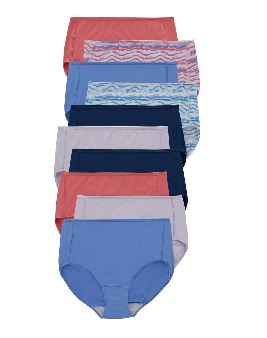 Hanes 10 Pack Briefs Underwear Women's Microfiber Cool Comfort Panties Tag Free - Multicolor - View 1