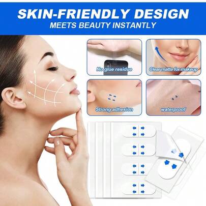 20/80/120pcs Face Lifting Tapes, Suitable For Eyes, Double Chin And Neck, Instantly Tightens Skin, Waterproof Transparent Face Shaping Stickers, Face Lifting And Skincare Tool, Invisible Face Lifting And Tightening Tape, New Invisible Face Lifting Tape, Invisible Lifting Tape, V-Line Face Slimming Sticker, Face Slimming Sticker