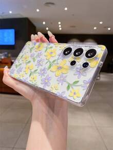 1pc Floral Pattern Android Phone Case, Precise Cutout Camera Protection Suitable Compatible With Samsung, Nothing, Pixel, , - Clear - View 8