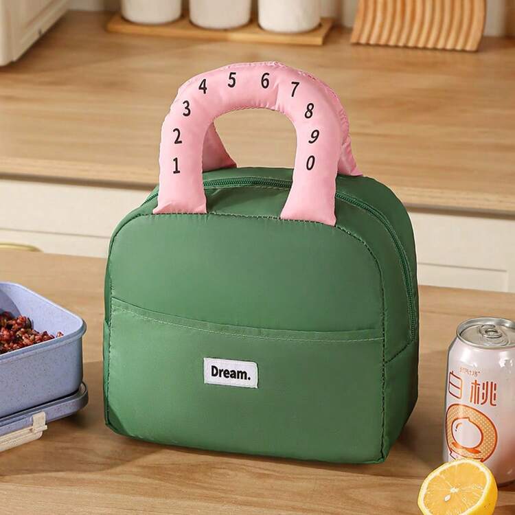 撞色格纹米袋，便携式保温袋，学生和上班族必备，通勤保温午餐袋，冰袋，手提大容量学生便携午餐袋 - 彩色 - 查看 2