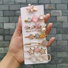 Pearl Hair Clips For Women, Geometric Flower Hair Clips, Sweet Pearl Hair Clip Set For Girls - 彩色 - 查看 6