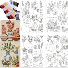 Pre-Printed Embroidery Stabilizer Stickers Ins Style Potted Plant Vase Pattern Self-Adhesive Water-Soluble Non-Woven Fabric For Beginners - A - View 3