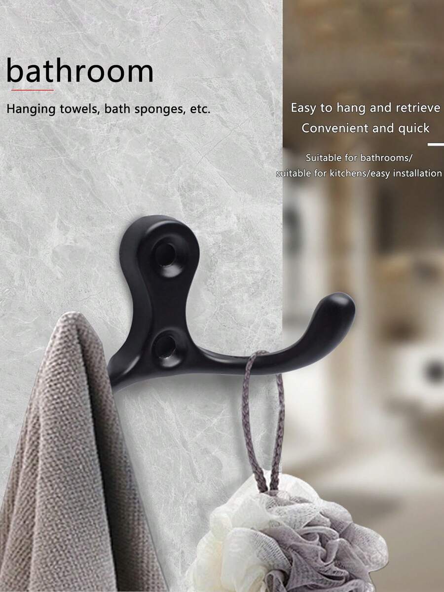 1/2/4/6/8/10 خطاف ملابس مثبت على الحائط باللون الأسود، شماعات معدنية، ملحقات منظم الحائط، تصميم خطاف مزدوج رجعي، خطافات أسود قوية وصلبة، خطافات باب ثقيلة الوزن لتعليق الملابس والأوشحة والحقائب والمناشف والمفاتيح والقبعات والأكواب، رف مسامير