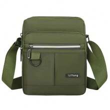 Men's Large Capacity Multi-Compartment Shoulder Bag - Army Green - View 4