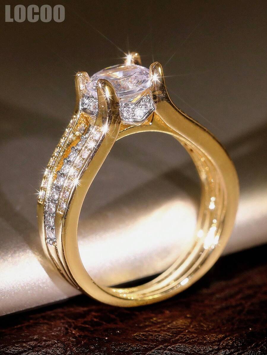 1 PC Romantic Cubic Zirconia Ring For Women For Wedding Engagement Anniversary Party Jewelry Valentine's Day Gift - 1# - View 1