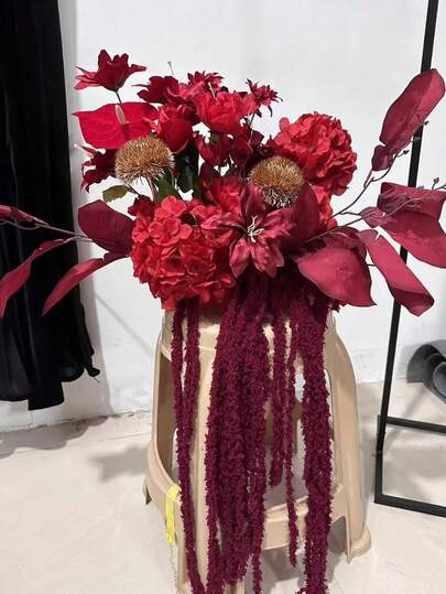 3pcs/1pc Beige Artificial Flowers, White Artificial Amaranth Wall Decor, Fluffy White Artificial Amaranth Long Stem Hanging Decor, Suitable For Wedding Flower Wall, Arch, Holiday Party, Ceremony, Hotel, Home, Garden Decoration, Autumn Harvest Festival Tabletop Vase Decoration