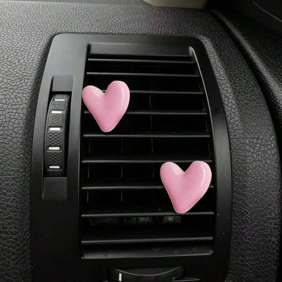 Conjunto de 2 clipes decorativos em formato de coração para saída de ar do carro, acessórios para interior do veículo. - A - Ver 1