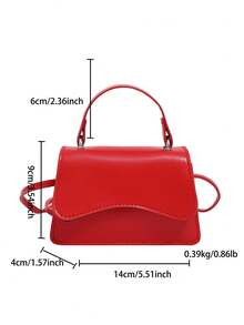 Bolso de mano pequeño para mujer, bolso de tote portátil y ligero, nuevo bolso pequeño de solapa de unicolor de moda para el verano 2025, bolso de hombro cruzado - Rojo 2 - Ver 6