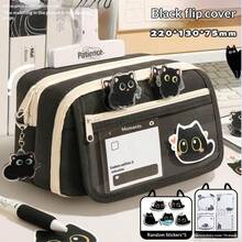 1个小猫图案9层大容量铅笔盒 - 多隔层文具、化妆品和办公用品收纳袋 - 拉链便携设计 - 适合学生、办公室、青少年和成人使用，铅笔袋 | 时尚现代外观，铅笔袋，学习用品，返校季 - 彩色 - 查看 18