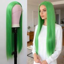 ZigZag Hair Unisex Long Straight Synthetic Hair Wig With Invisible Hairline, Heat Resistant For Daily Wear And Cosplay - Multicolor - View 14