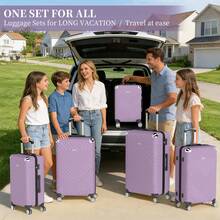 YSTYLE 3/5 Piece Hardside Luggage Set (12, 18, 20, 24, 28 Inch), With Scratch-Resistant And Impact-Resistant ABS Shells, Spacious Design And Four 360-Degree Spinner Wheels - Purple - View 2