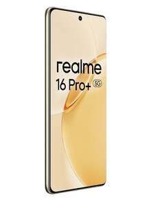 Realme 16 Pro+ 5G 8GB+256GB | 12GB+512GB 全球版，解锁手机，2亿像素摄像头，安卓16游戏手机，6.83英寸144Hz显示屏，7000mAh电池，8.25mm超薄，不含适配器 - 金色 - 查看 2