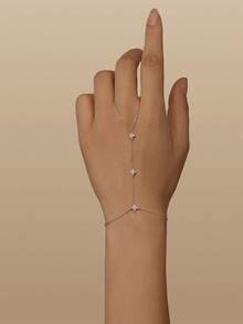 1pc Women's Cubic Zirconia Clover Bracelet, Moissanite Jewelry Gift Suitable For Ramadan, Anniversary, Birthday, Valentine's Day - Silver - View 4