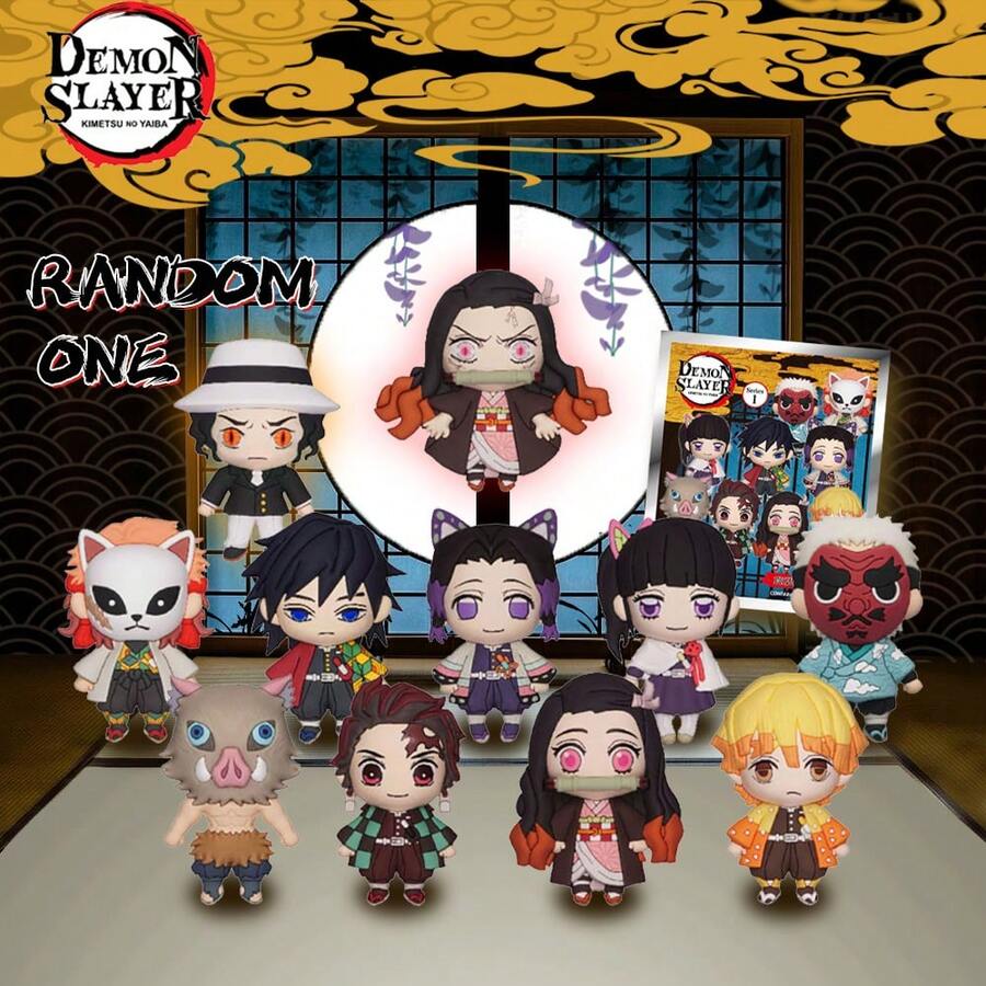 Aniplex 官方授权盲盒3D立体人偶包夹挂件钥匙扣动漫收藏背包装饰随机款式:炭治郎、祢豆子、善逸、义勇、炼狱杏寿郎PVC礼品1个 - 彩色 - 查看 1