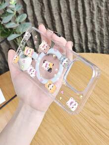 1pc Adorable Cat With Bow And Heart Transparent Magnetic Phone Case Compatible With Samsung Galaxy S26Ultra S26Plus S26 S25 S24 S23 S22 Plus FE Edge A56 A54 A36 A35 17promax Air 17pro 17 16E 16 15 14 13 12 11 X XS XSMAX Plus Pro Case - 無色 - 查看 9