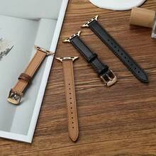 Women's Ultra-Thin Leather Watch Band, Compatible With Apple Watch 40mm 38mm 41mm 42mm 44mm 45mm 46mm, Premium Synthetic Leather Strap, Slim Watch Wristband, Fit For Apple Watch Series 10 9 8 7 6 5 4 3 2 1 SE Ultra, Fashionable & Durable, Versatile - Brown - View 4
