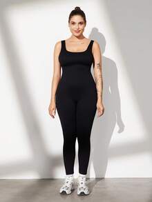 1 buah Jumpsuit Korset Pinggang Tanpa Jahitan untuk Wanita, Ukuran Plus, Pakaian Pembentuk Tubuh - Hitam - View 11