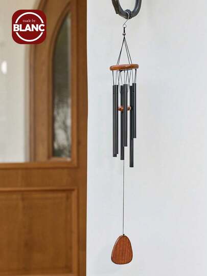1pc Classic Black Aluminum Tube Wind Chime Pendant With 6 Metal Tubes, Suitable For Patio/Balcony/Entryway/Garden Decoration For Anniversary/Birthday/Thanksgiving/Mother's Day Gift