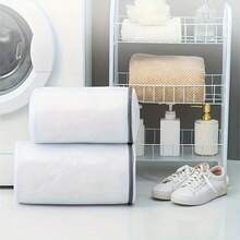 1pc Shoe Washing Bag, Washing Machine Shoe Bag, Large Capacity Travel Shoe Storage Bag, Polyester Fiber Shoe Washing Bag With Mesh Protection - White - View 2