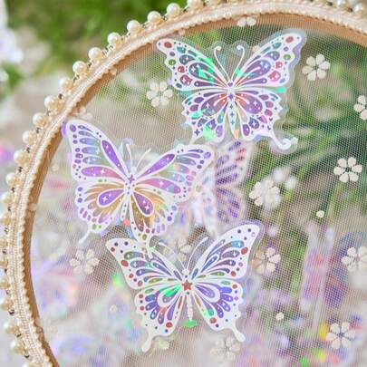 20张/包 蝴蝶主题PET贝壳贴纸，适用于剪贴簿、日记装饰，趣味贴纸，Kindle剪贴簿用品