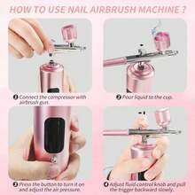 1件装便携式无线喷枪套装，带数字显示屏，3档速度调节，900mAh可充电锂电池，USB充电，无香型多功能手持喷枪，适用于化妆、美甲、蛋糕DIY、绘画及女士节日礼物 - 彩色 - 查看 9